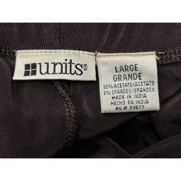 Units Womens Large Wide Leg Pants Liquid Knit Brown Pull On Elastic Waist - Picture 5 of 8